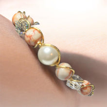 Load image into Gallery viewer, Red Vein Jasper Wire Wrapped Bracelet with Pearl

