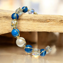 Load image into Gallery viewer, Blue Agate Wire Wrapped Bracelet With Pearl
