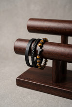 Load image into Gallery viewer, 3 Strand Leather and Beaded Yellow Tiger Eye Bracelet
