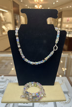 Load image into Gallery viewer, Crystal Beaded Necklace and 3 Strand Bracelet Set w/Silver Toggle Clasp
