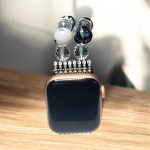 Load image into Gallery viewer, Black and White Beaded Apple Watch Band
