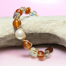 Load image into Gallery viewer, Carnelian Agate Wire Wrapped Bracelet with Pearl
