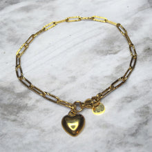 Load image into Gallery viewer, Gold Chain Bracelet with Heart
