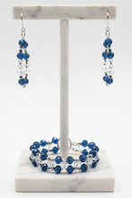 Load image into Gallery viewer, Blue and Crystal Bracelet &amp; Earring Set
