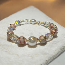 Load image into Gallery viewer, Red Vein Jasper Wire Wrapped Bracelet with Pearl
