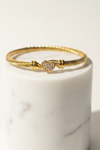 Load image into Gallery viewer, Gold Bangle w/ RhinestoneHeart
