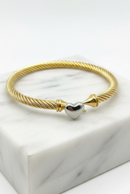 Load image into Gallery viewer, Gold Bangle w/Silver Heart
