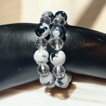 Load image into Gallery viewer, Black and White Beaded Apple Watch Band
