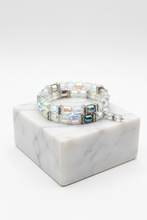 Load image into Gallery viewer, Crystal Beaded Necklace and 3 Strand Bracelet Set w/Silver Toggle Clasp
