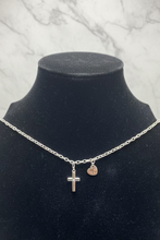Load image into Gallery viewer, Silver Cross Necklace with K initial
